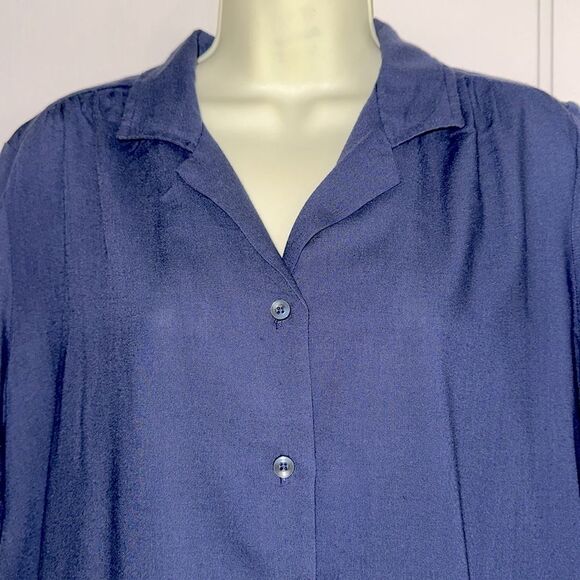 Vintage 70s/80s Navy Blue Button-Up Short Sleeve Shirt - Picture 2 of 7